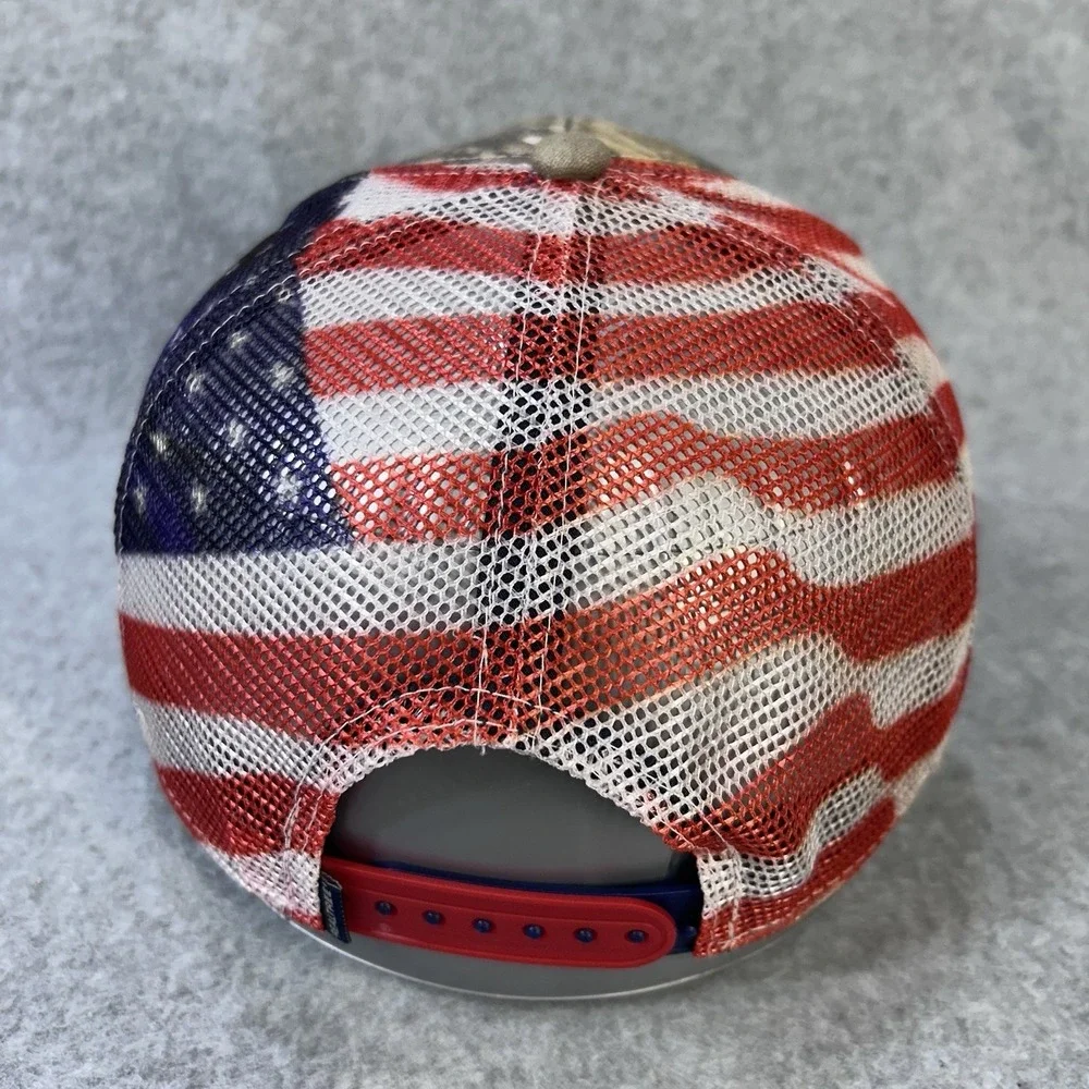 Realtree Antler Logo Men Camo Realtree Trucker Hat American Flag Mesh OSFM
